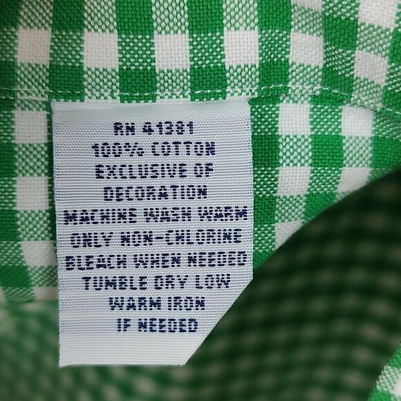 Ralph Lauren Slim Fit Green Gingham Long Sleeve Button Down Shirt Size XL - Picture 7 of 10